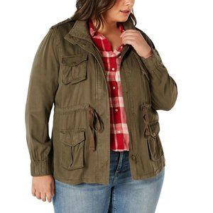 2X Style & Co Olive Cargo Jacket Plus Unlined Coat